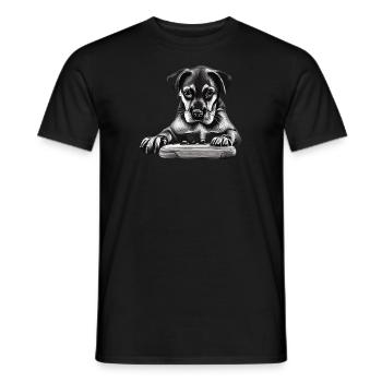 Drawn Gamer Dog - Men's T-Shirt - black - Front - AI Model Male 178 light (178cm)
