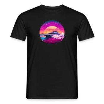 Beautiful speedboat design - Men's T-Shirt - black - Front - AI Model Male 178 light (178cm)