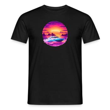 Speedboat in the sunset - Men's T-Shirt - black - Front - AI Model Male 178 light (178cm)