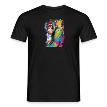 Wunderschöner farbiger Schimpanse - Männer T-Shirt - Schwarz - Vorne - AI Model Male 178 light (178cm)