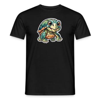 Jeune tortue joyeuse - T-shirt homme - noir - Devant - AI Model Male 178 light (178cm)