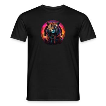 Cooler Leopard in Farbe - Männer T-Shirt - Schwarz - Vorne - AI Model Male 178 light (178cm)