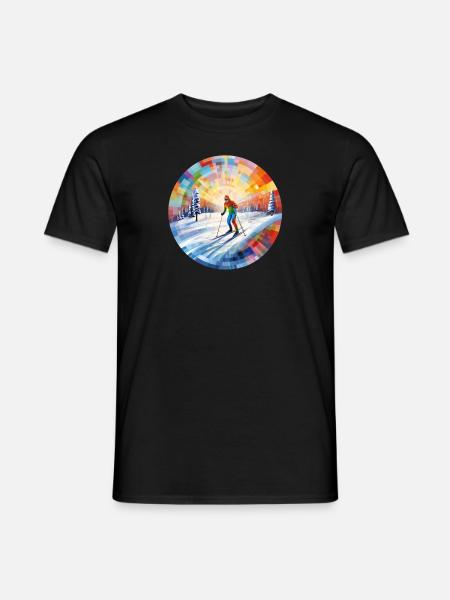 Biathlon - farbiger Skifahrer auf Skipiste - Männer T-Shirt - Schwarz