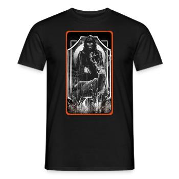 horreur, halloween, fantôme, cerf, mort, nature sauvage, occulte - T-shirt homme - noir - Devant - AI Model Male 178 light (178cm)