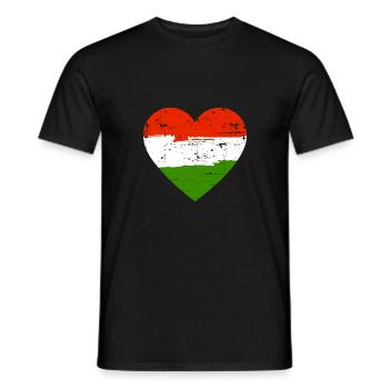Drapeau du cœur de Hongrie - T-shirt homme - noir - Devant - AI Model Male 178 light (178cm)