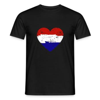Drapeau du cœur des Pays-Bas - T-shirt homme - noir - Devant - AI Model Male 178 light (178cm)
