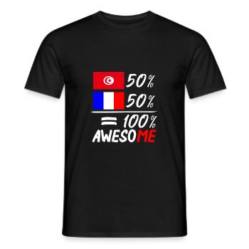 Moitié Français / Moitié Tunisien - T-shirt homme - noir - Devant - AI Model Male 178 light (178cm)