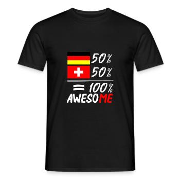 50 % Allemand 50 % Suisse - T-shirt homme - noir - Devant - AI Model Male 178 light (178cm)