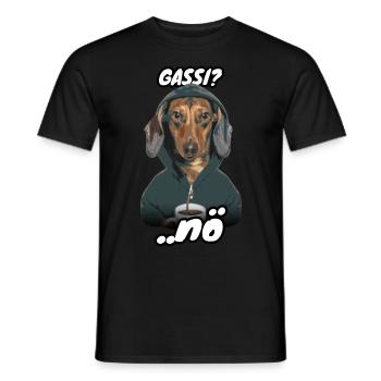 Dackel Spruch Gassi - Männer T-Shirt - Schwarz - Vorne - AI Model Male 178 light (178cm)