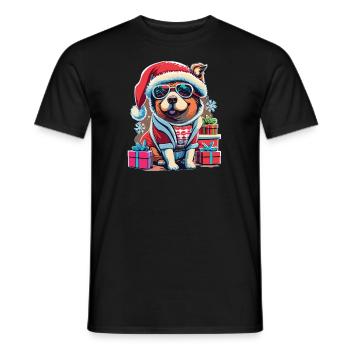 Stilvolle Hunde-Weihnachtsmütze n Weihnachtsgeschenk - Männer T-Shirt - Schwarz - Vorne - AI Model Male 178 light (178cm)