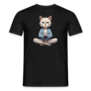 Yoga pour chat - T-shirt homme - noir - Devant - AI Model Male 178 light (178cm)