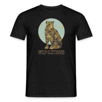 Leopard. Wild and Strong. - Men's T-Shirt - black - Front - AI Model Male 178 light (178cm)