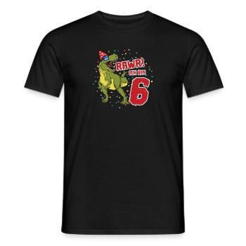 6. Geburtstag Dinosaurier Geburtstags Geschenk - Männer T-Shirt - Schwarz - Vorne - AI Model Male 178 light (178cm)