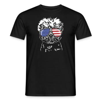 BICHON FRISE Amérique Drapeau États-Unis Chiens Chien Wilsigns - T-shirt homme - noir - Devant - AI Model Male 178 light (178cm)