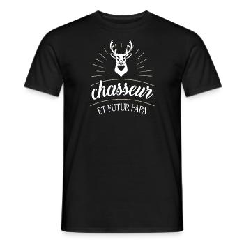 Chasseur futur papa - T-shirt homme - noir - Devant - AI Model Male 178 light (178cm)