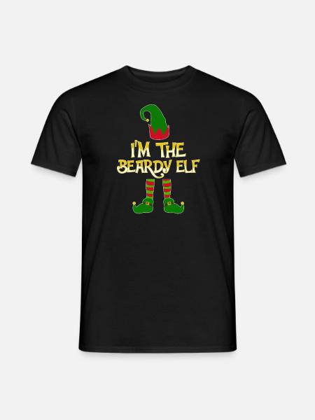 Beardy Elf - Bärtiger Wichtel Weihnachten Kostüm - Männer T-Shirt - Schwarz