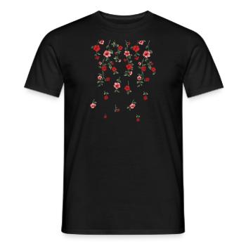 roses,vines,flowers, illustration,red, floral - Men's T-Shirt - black - Front - AI Model Male 178 light (178cm)