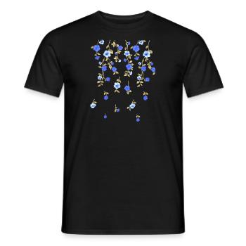 Flowers, blue, tendrils, illustration, floral - Men's T-Shirt - black - Front - AI Model Male 178 light (178cm)