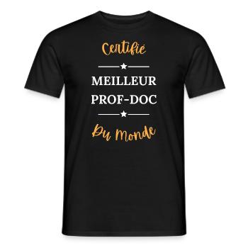 Certifié meilleur prof doc du monde - T-shirt homme - noir - Devant - AI Model Male 178 light (178cm)