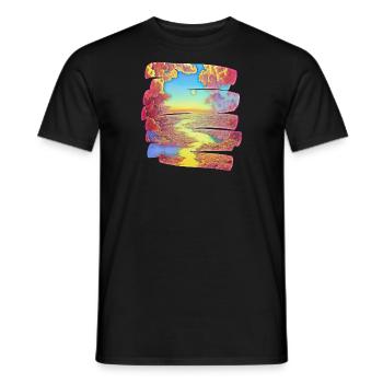 Brushstroke Dreamland with River | Gift - Men's T-Shirt - black - Front - AI Model Male 178 light (178cm)