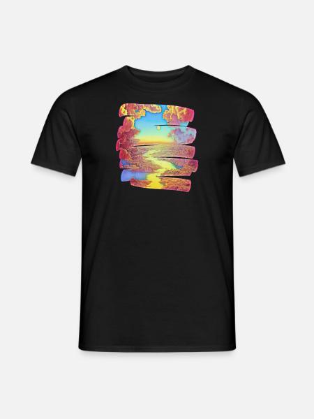 Brushstroke Dreamland with River | Gift - Men's T-Shirt - black