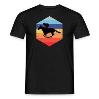 Dressour Damen Reiter Herren Rennreiten - Männer T-Shirt - Schwarz - Vorne - AI Model Male 178 light (178cm)