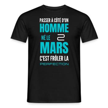 Anniversaire homme né le 2 mars - T-shirt homme - noir - Devant - AI Model Male 178 light (178cm)