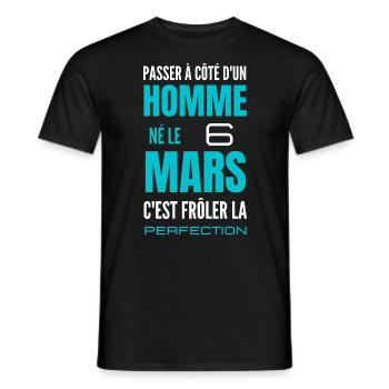 Anniversaire homme né le 6 mars - T-shirt homme - noir - Devant - AI Model Male 178 light (178cm)