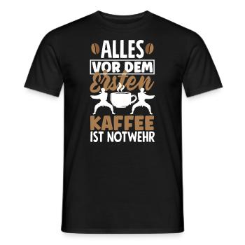 Alles vor dem ersten Kaffee ist Notwehr Lustiges - Männer T-Shirt - Schwarz - Vorne - AI Model Male 178 light (178cm)
