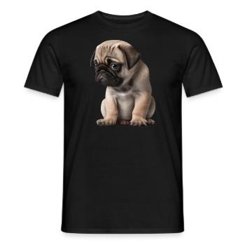 Chiot carlin timide - T-shirt homme - noir - Devant - AI Model Male 178 light (178cm)
