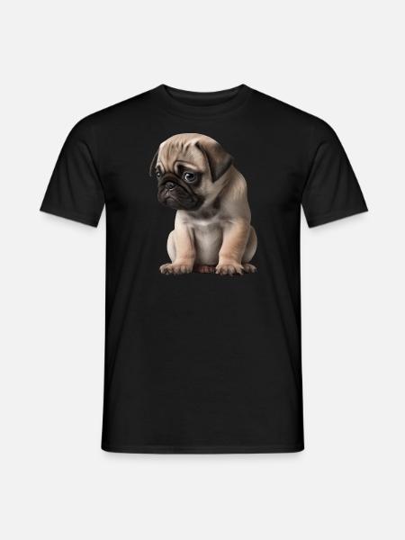 Schüchterner Mops Welpe - Männer T-Shirt - Schwarz