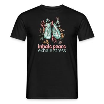 Yoga Zen Motivation Inhale Peace Inspiration - Men's T-Shirt - black - Front - AI Model Male 178 light (178cm)