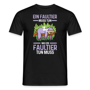 Faultier - Männer T-Shirt - Schwarz - Vorne - AI Model Male 178 light (178cm)
