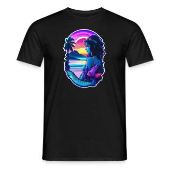 surf - manga - hawaii - T-shirt homme - noir - Devant - AI Model Male 178 light (178cm)