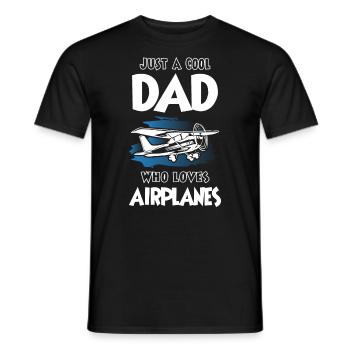 Just a Cool Dad Who Loves Airplanes - Men's T-Shirt - black - Front - AI Model Male 178 light (178cm)