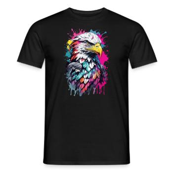 Eagle Hairy Colorful in Watercolors. Illustration - Men's T-Shirt - black - Front - AI Model Male 178 light (178cm)