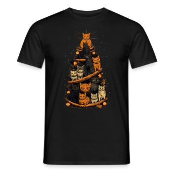 Katzen Tannenbaum Weihnachten Christbaum - Männer T-Shirt - Schwarz - Vorne - AI Model Male 178 light (178cm)