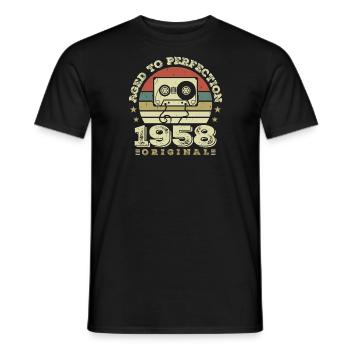 Idée Cadeau Anniversaire Vintage Original 1958 - T-shirt homme - noir - Devant - AI Model Male 178 light (178cm)