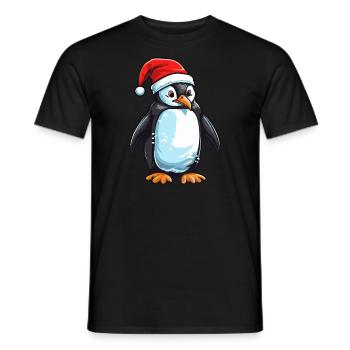 Tête d’animal de Noël pingouin - T-shirt homme - noir - Devant - AI Model Male 178 light (178cm)