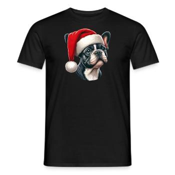 Frenchie The Santa Claus - Men's T-Shirt - black - Front - AI Model Male 178 light (178cm)