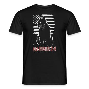 Kamala Harris 24 Cat Lady Supporter - Männer T-Shirt - Schwarz - Vorne - AI Model Male 178 light (178cm)