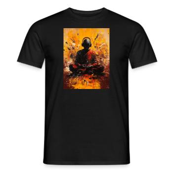 Moine abstrait avec des écouteurs - T-shirt homme - noir - Devant - AI Model Male 178 light (178cm)