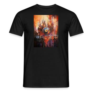 Abstrakte Vinyl Stadt der Musik - Männer T-Shirt - Schwarz - Vorne - AI Model Male 178 light (178cm)