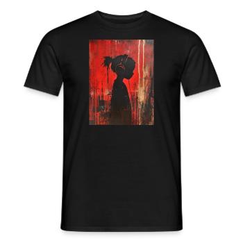 Silhouette d’enfant avec des écouteurs - T-shirt homme - noir - Devant - AI Model Male 178 light (178cm)