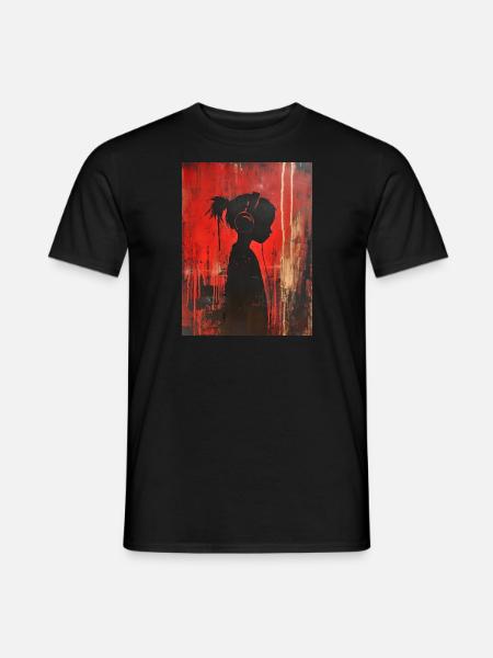 Banksy Style - Kind Silhouette mit Kopfhörern - Männer T-Shirt - Schwarz