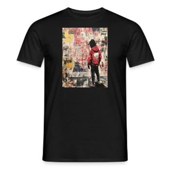 Banksy Style - Punk Street Art Graffiti - Men's T-Shirt - black - Front - AI Model Male 178 light (178cm)