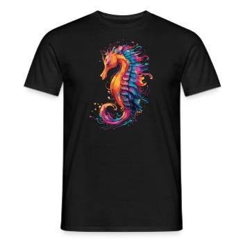Colorful seahorse - Men's T-Shirt - black - Front - AI Model Male 178 light (178cm)