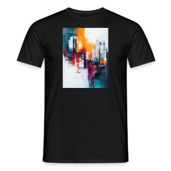 Ville abstraite peinte colorée avec des bâtiments de grande hauteur - T-shirt homme - noir - Devant - AI Model Male 178 light (178cm)