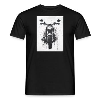 Motorrad Banksy Style - Stencil - Schwarz-Weiß - Männer T-Shirt - Schwarz - Vorne - AI Model Male 178 light (178cm)