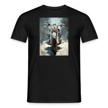 Motorcycle Painting Canvas Oil Painting - Men's T-Shirt - black - Front - AI Model Male 178 light (178cm)